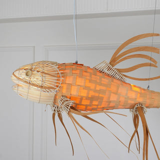 Lustra Lustre Bois Poisson Artisanal