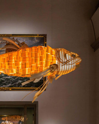 Lustra Lustre Bois Poisson Artisanal