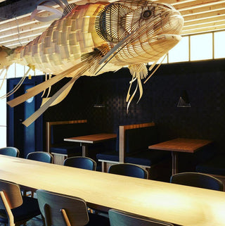 Lustra Lustre Bois Poisson Artisanal