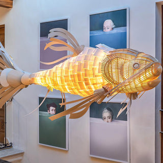 Lustra Lustre Bois Poisson Artisanal