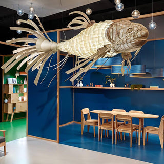 Lustra Lustre Bois Poisson Artisanal