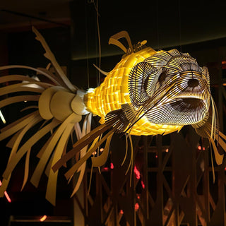 Lustra Lustre Bois Poisson Artisanal