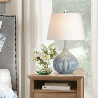 Deyra Lampe de Table en Céramique Et Tissu