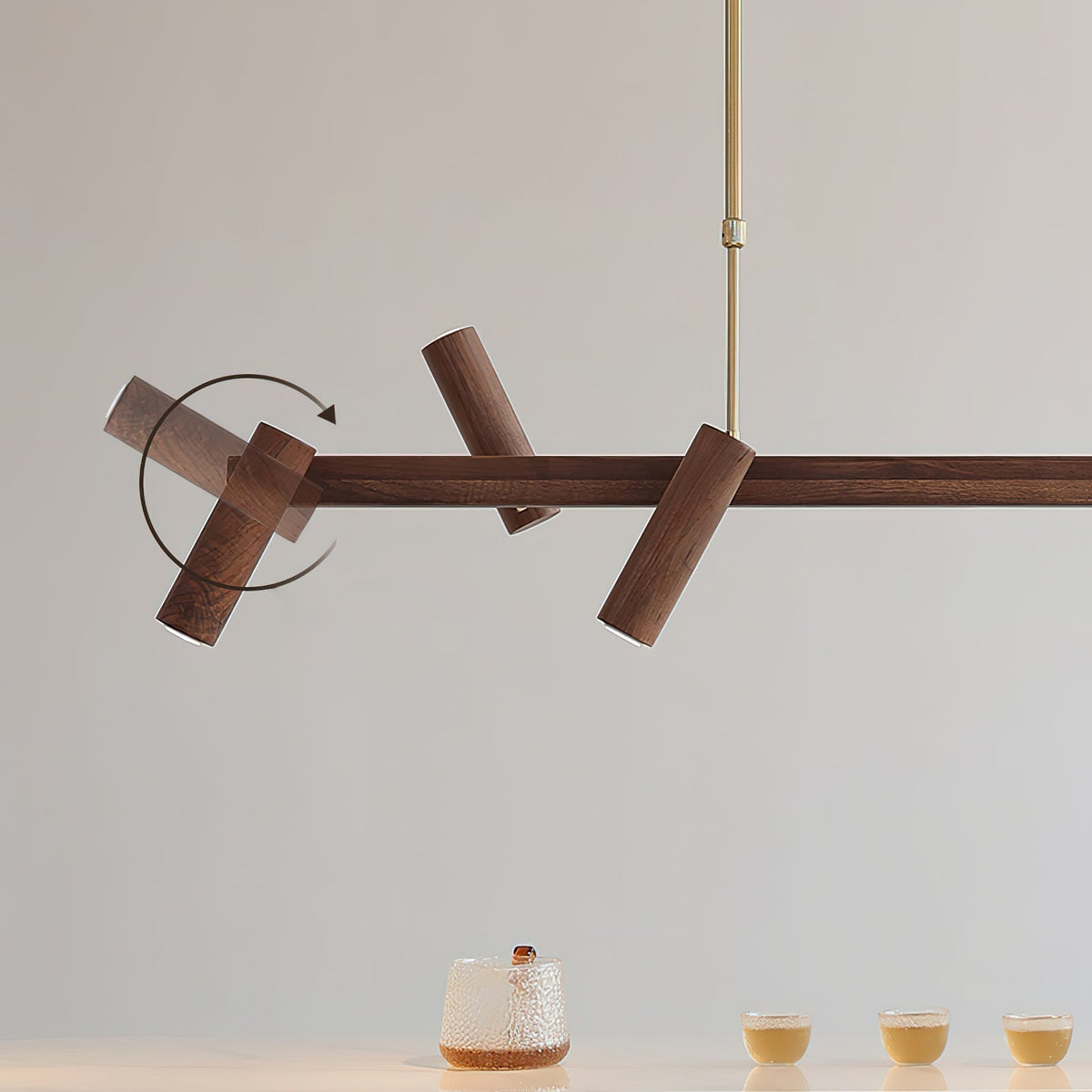 Detail shot of the GU10 bulb housing on the Konnect Wood Chandelier.