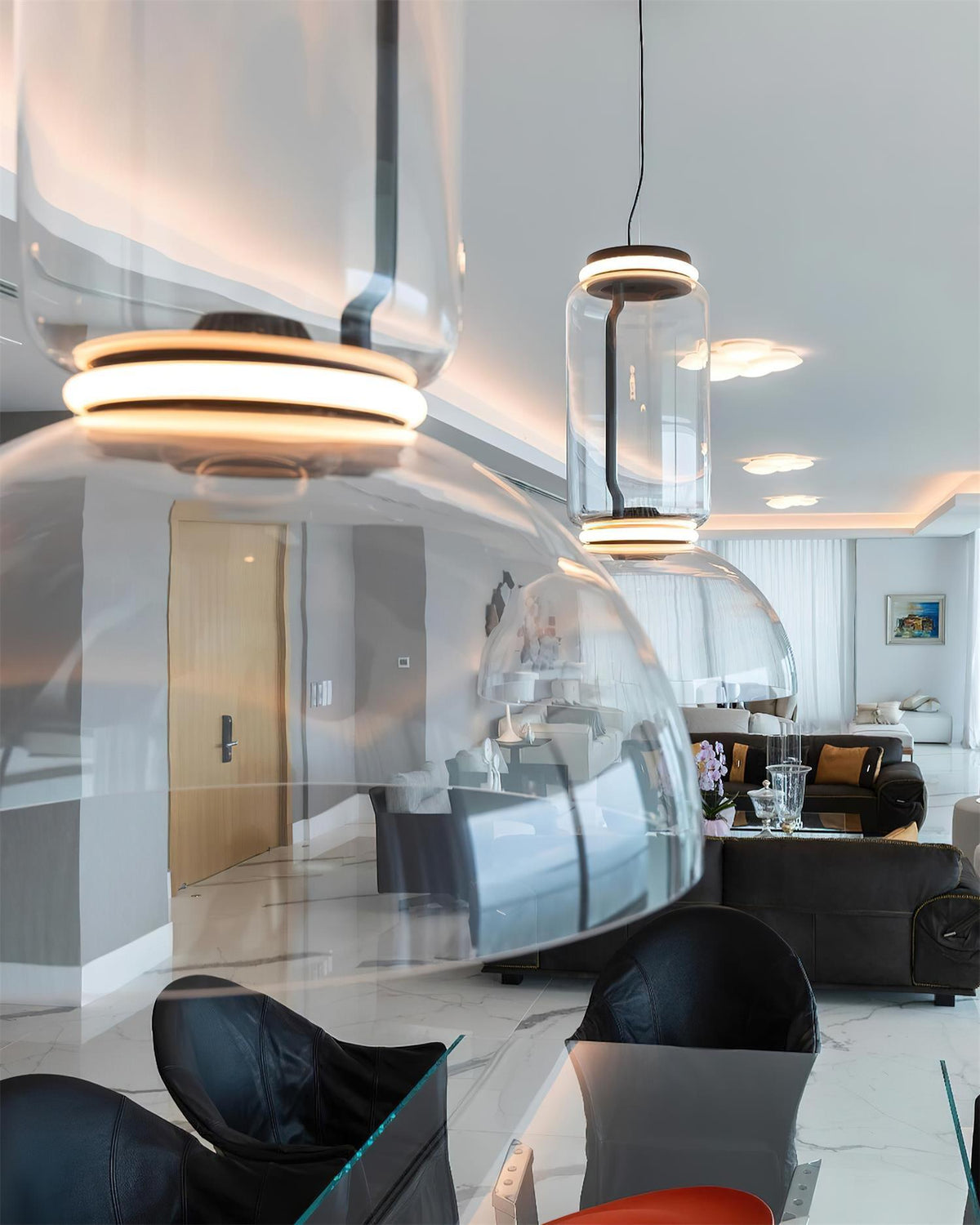 Virelo Stacked Glass Cylinder Pendant Light-Neutral Decor