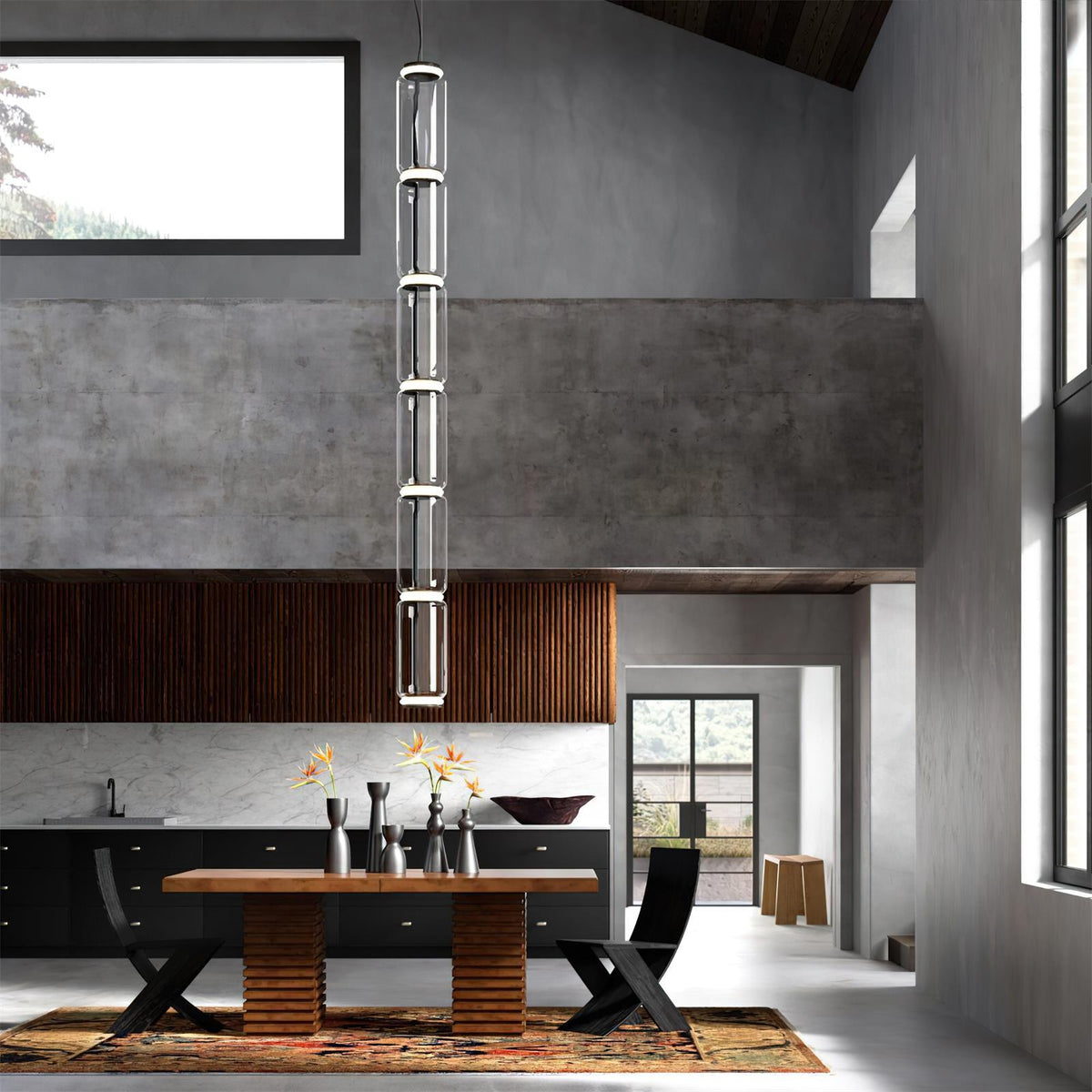 Virelo Stacked Glass Cylinder Pendant Light-Neutral Decor