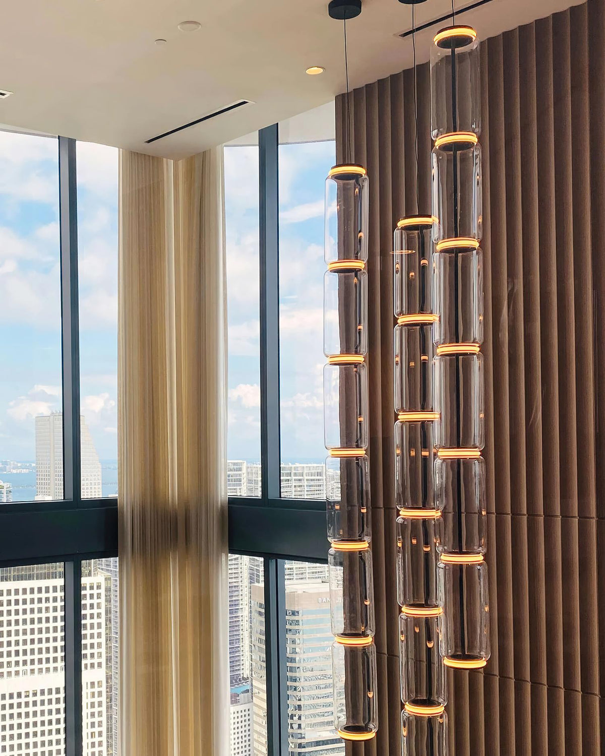 Virelo Stacked Glass Cylinder Pendant Light-Neutral Decor
