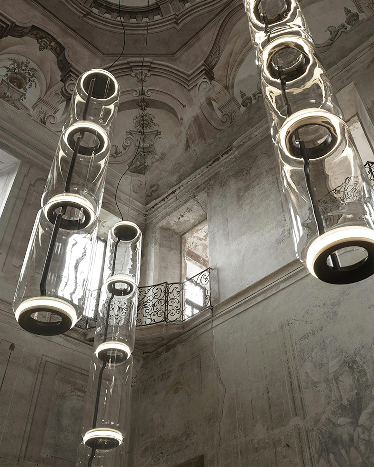 Virelo Stacked Glass Cylinder Pendant Light-Neutral Decor
