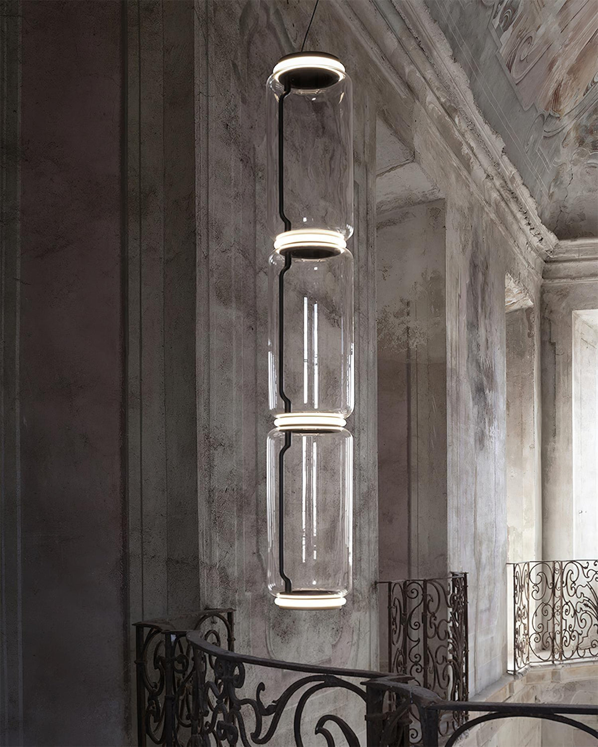 Virelo Stacked Glass Cylinder Pendant Light-Neutral Decor