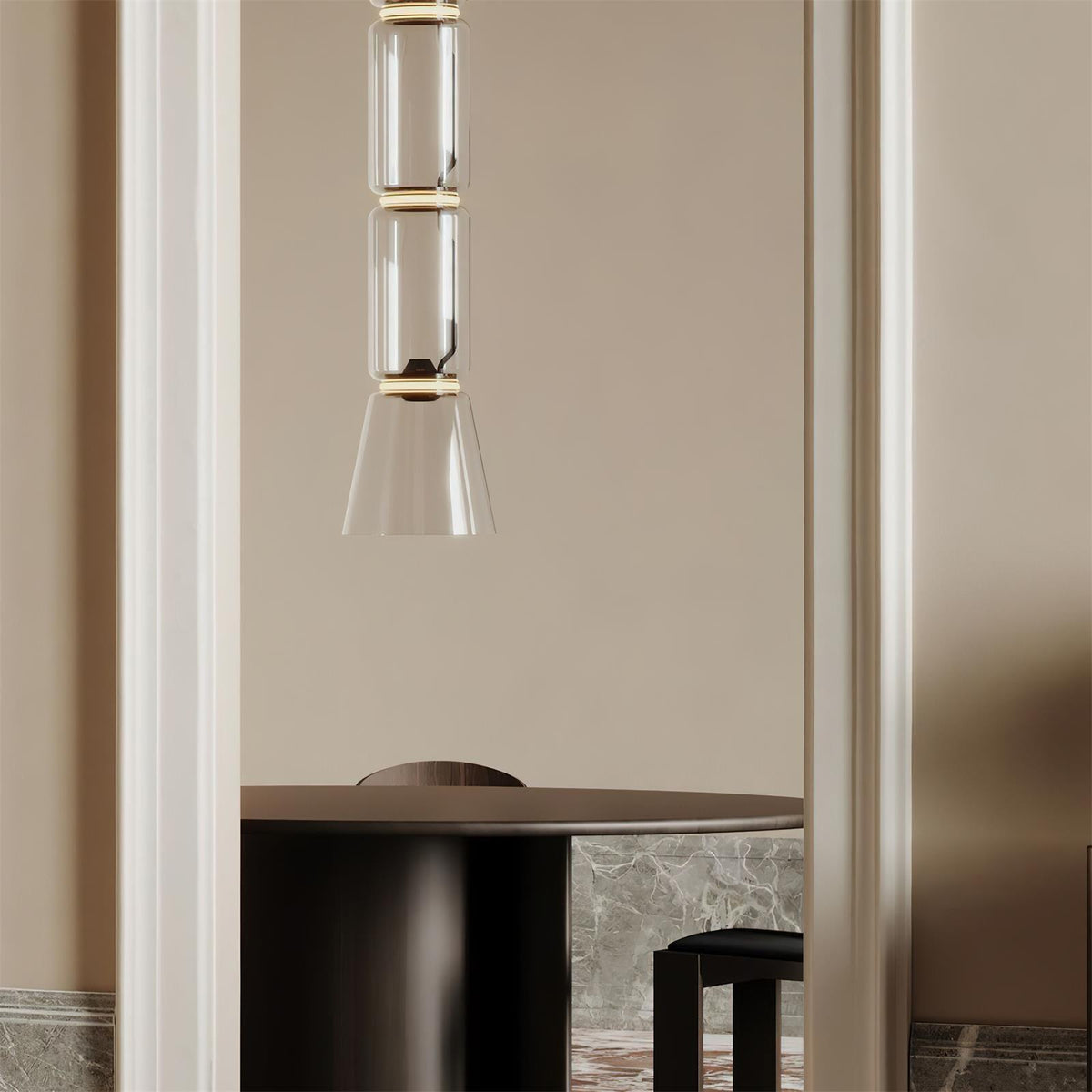 Virelo Stacked Glass Cylinder Pendant Light-Neutral Decor