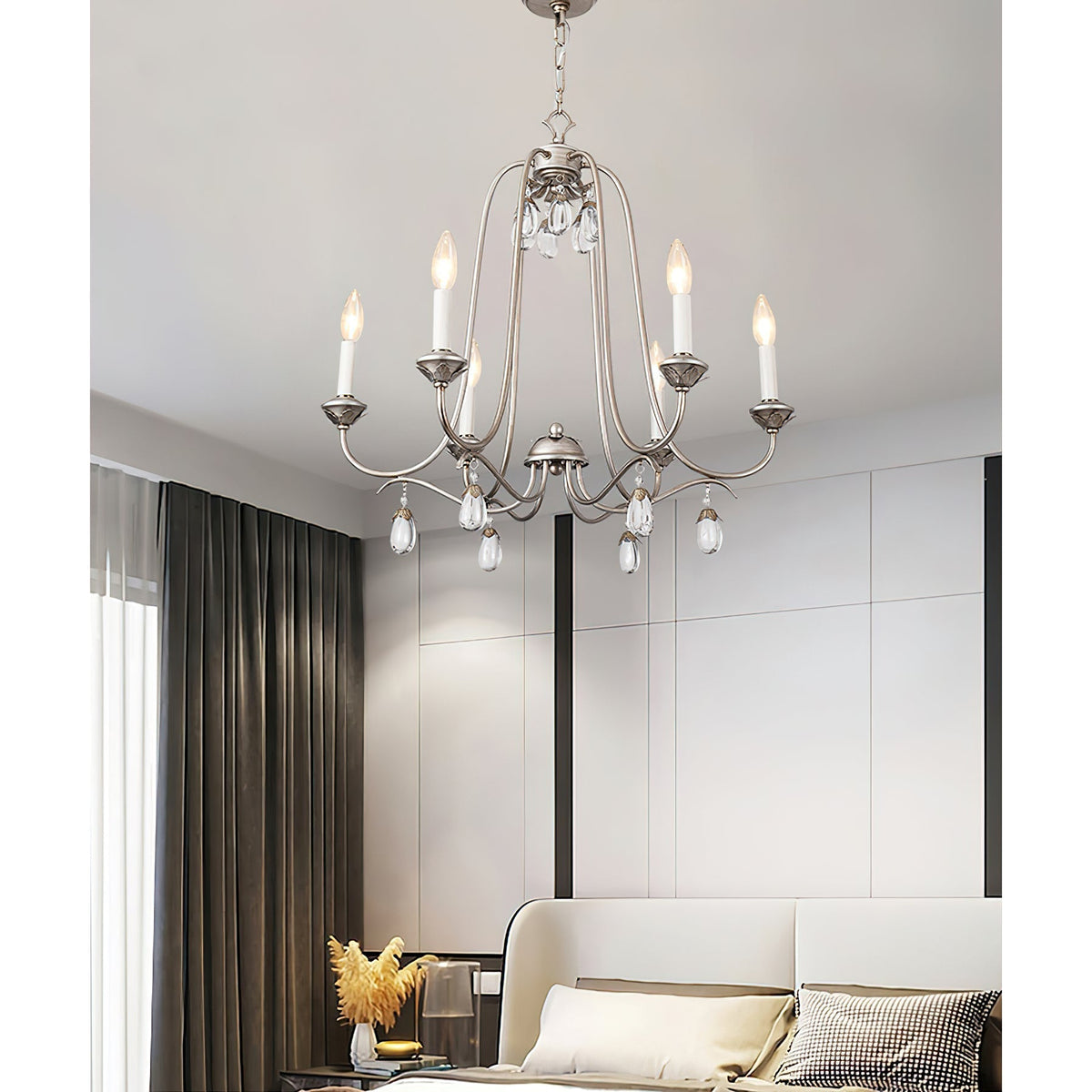 Ocara Lustre Cristal Laiton Industriel Vintage Luxe