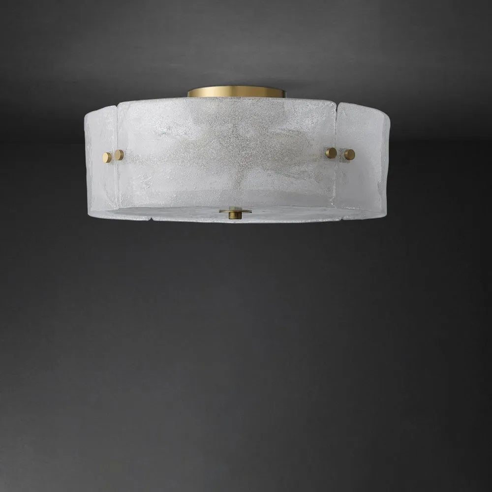 Kora flush mount shown with its dimensions: 16.1 inches in diameter.