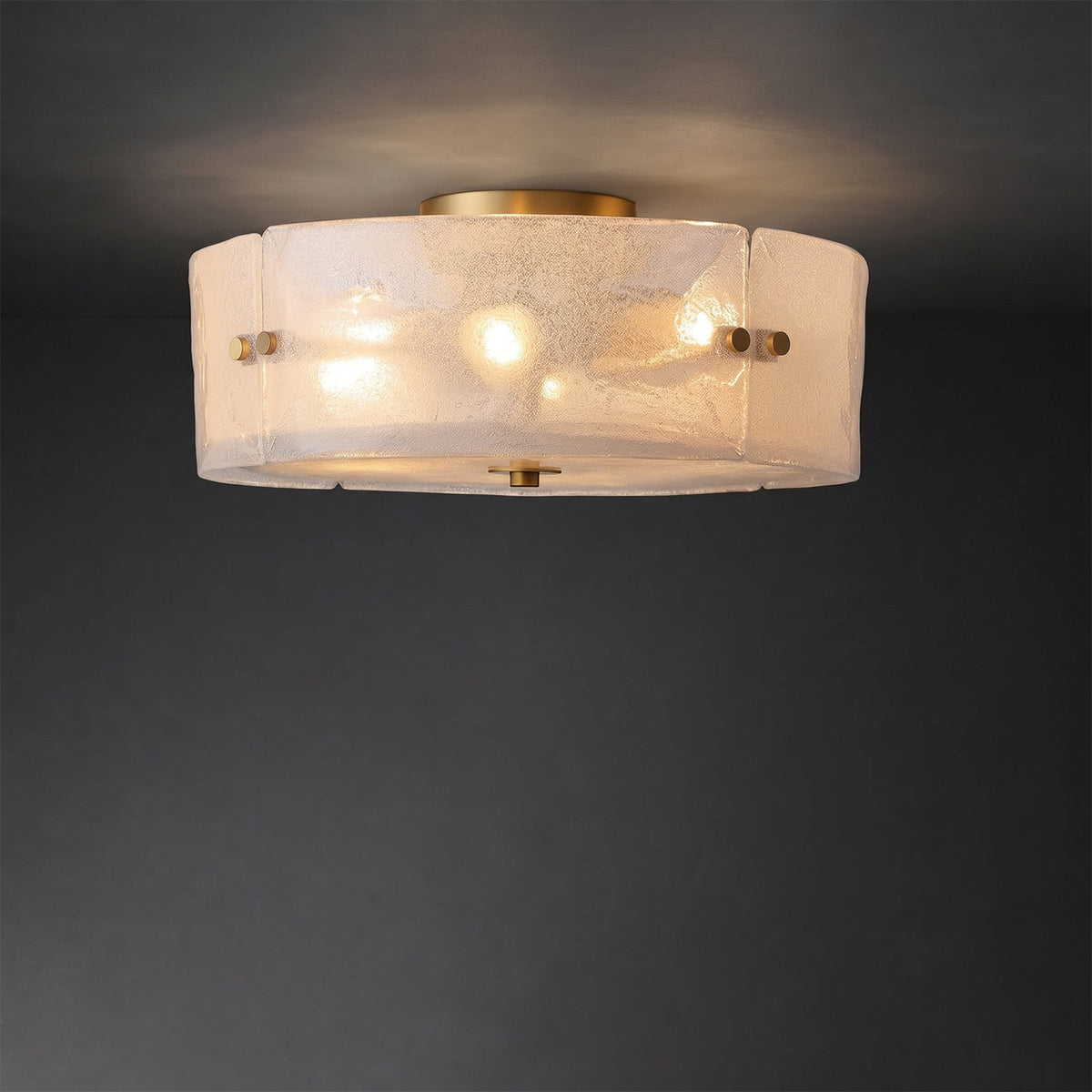 Lifestyle image featuring the Kora Textured Glass Flush Mount in a modern home.
