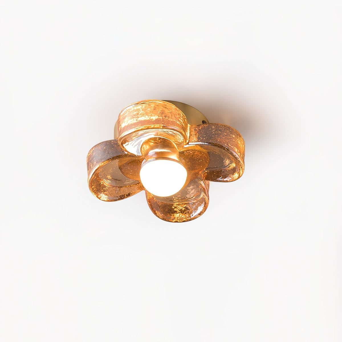 Ceiling Lamp with Amber Acrylic Clover Petals and Brass Scandi-Neutral Decor