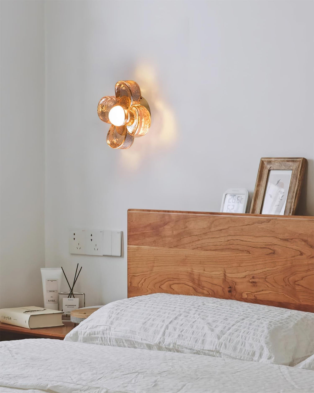 Ceiling Lamp with Amber Acrylic Clover Petals and Brass Scandi-Neutral Decor