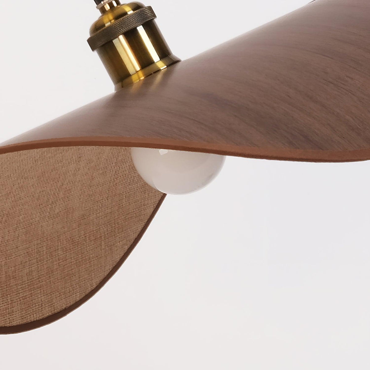 Mirelle Pendant Lamp Linen Fabric Shade Wood Minimalist-Neutral Decor