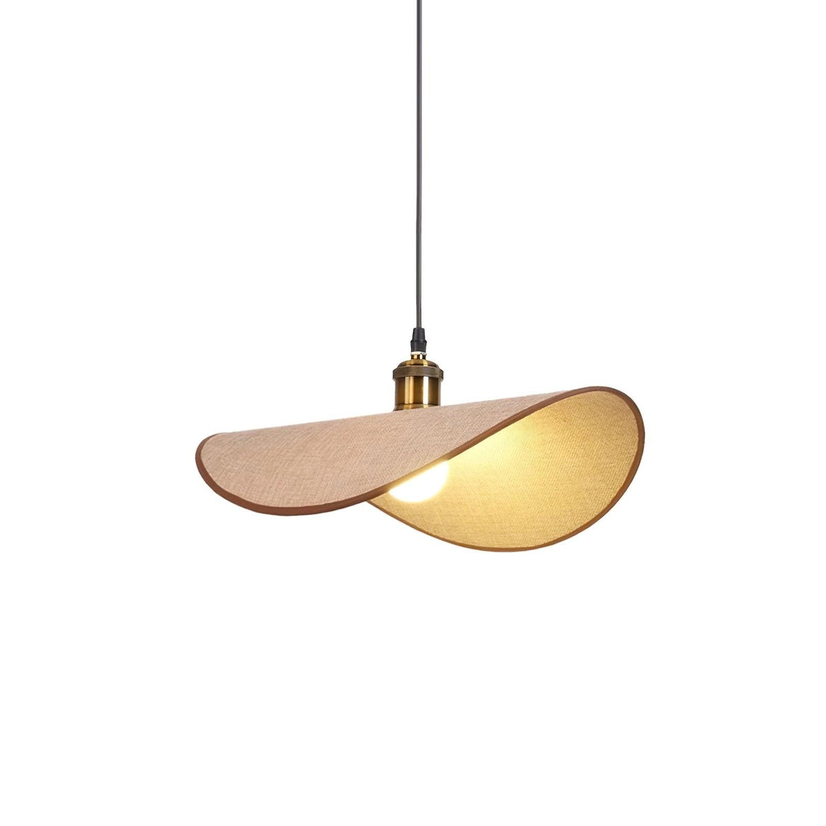 Mirelle Pendant Lamp Linen Fabric Shade Wood Minimalist-Neutral Decor