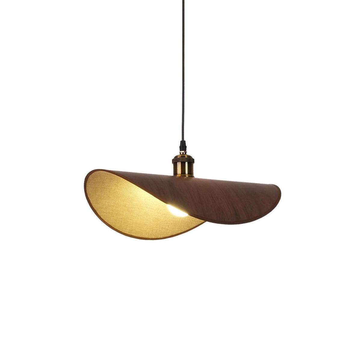 Mirelle Pendant Lamp Linen Fabric Shade Wood Minimalist-Neutral Decor