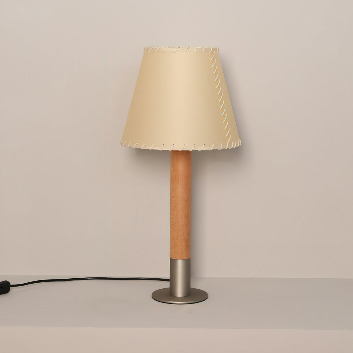 Kove Parchment Table Lamp in a mid-century modern styled living space.
