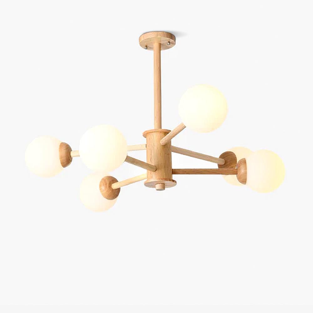 Rilielle Lustre en Bois Globe Minimaliste Naturel