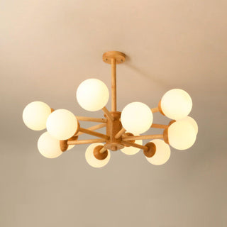 Lustra Lustre en Bois Globe Minimaliste Naturel