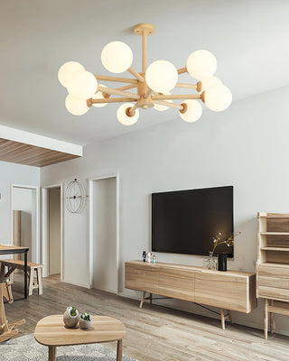 Lustra Lustre en Bois Globe Minimaliste Naturel