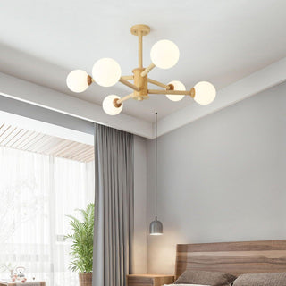 Lustra Lustre en Bois Globe Minimaliste Naturel