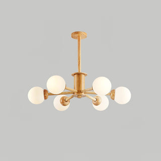 Lustra Lustre en Bois Globe Minimaliste Naturel
