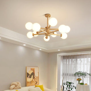Lustra Lustre en Bois Globe Minimaliste Naturel