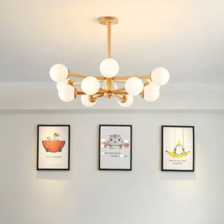 Lustra Lustre en Bois Globe Minimaliste Naturel