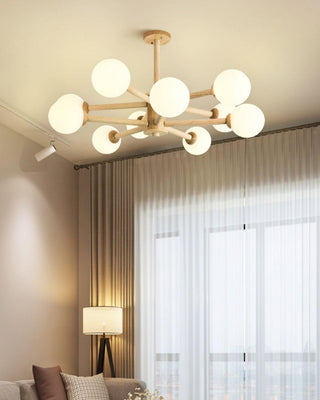 Lustra Lustre en Bois Globe Minimaliste Naturel