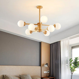 Lustra Lustre en Bois Globe Minimaliste Naturel