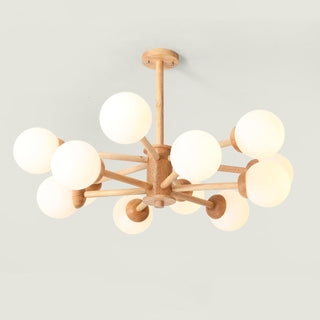 Lustra Lustre en Bois Globe Minimaliste Naturel