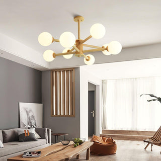 Lustra Lustre en Bois Globe Minimaliste Naturel