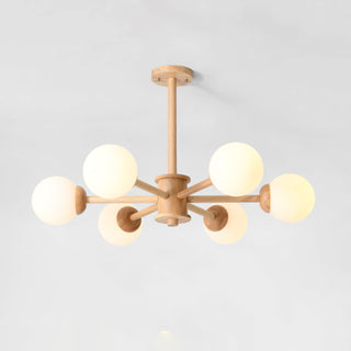 Lustra Lustre en Bois Globe Minimaliste Naturel