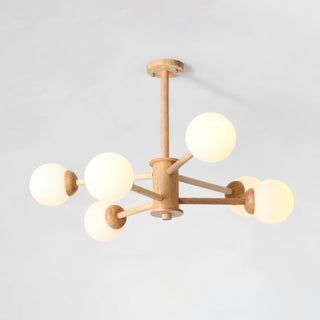 Lustra Lustre en Bois Globe Minimaliste Naturel
