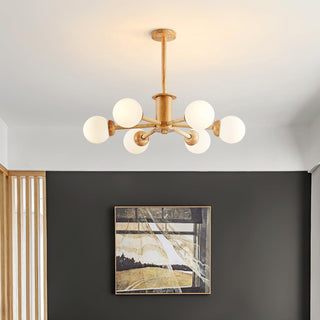 Lustra Lustre en Bois Globe Minimaliste Naturel