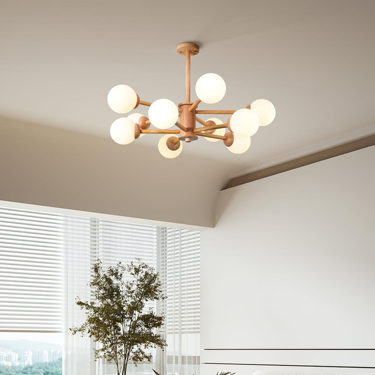 Rilielle Lustre en Bois Globe Minimaliste Naturel