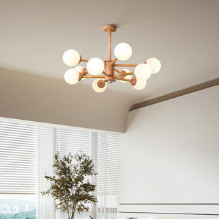 Lustra Lustre en Bois Globe Minimaliste Naturel