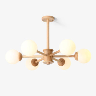 Lustra Lustre en Bois Globe Minimaliste Naturel