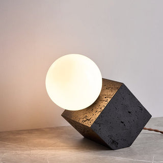 Milo Lampe de Table Minimaliste Travertin Noir