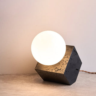 Milo Lampe de Table Minimaliste Travertin Noir