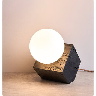 Milo Lampe de Table Minimaliste Travertin Noir