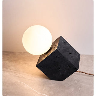 Milo Lampe de Table Minimaliste Travertin Noir