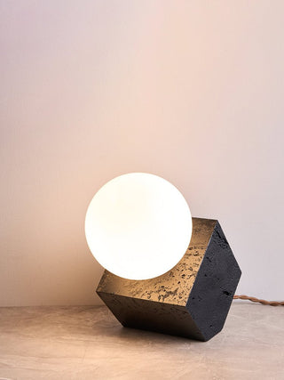Milo Lampe de Table Minimaliste Travertin Noir