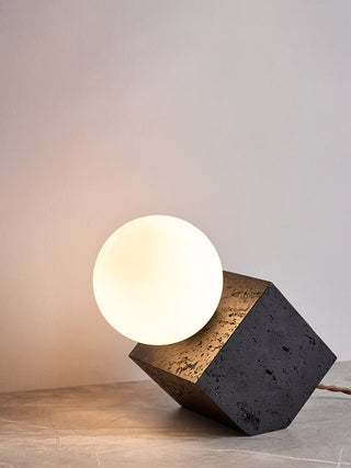 Milo Lampe de Table Minimaliste Travertin Noir
