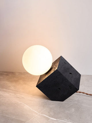 Milo Lampe de Table Minimaliste Travertin Noir