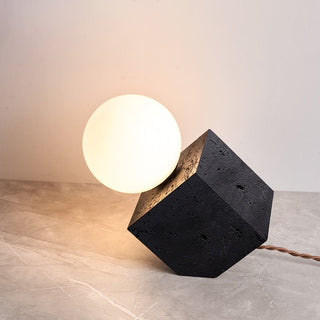 Milo Lampe de Table Minimaliste Travertin Noir