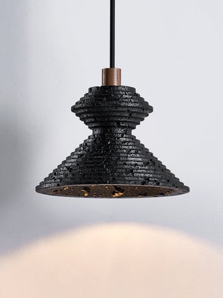 Elia Suspension Travertin Noir Texturé en Couches