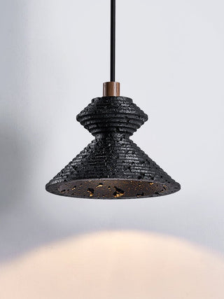 Elia Suspension Travertin Noir Texturé en Couches